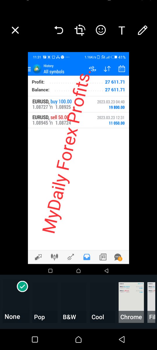 ForexMydaily's tweet image. 23-3-2023 2nd Update: Smoking out dollars from the Forex market is out work and we are very good at it.
Today's profit now +$27 611.71

#onlinemarketing 
#binaryoptions 
#multiplestreamsofincome 
#profitableinvestment 
#onlineincomeopportunities 
#passiveincomeideas