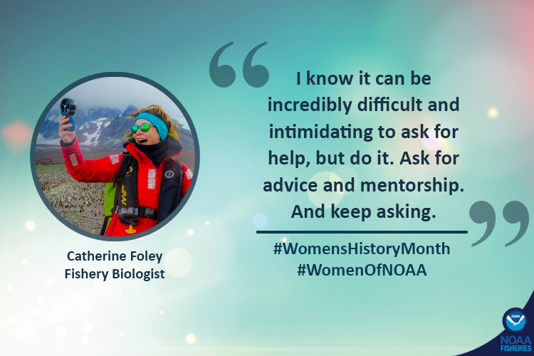 NOAAFish_NEFSC's tweet photo. Meet fishery biologist Catherine Foley! For #WomensHistoryMonth we asked her to tell us about her career, advice she has for the next gen of #WomenInScience, overcoming obstacles, and more. Her story: https://t.co/lTok7tRGb8. #WomenOfNOAA https://t.co/CiYjwm4K9U