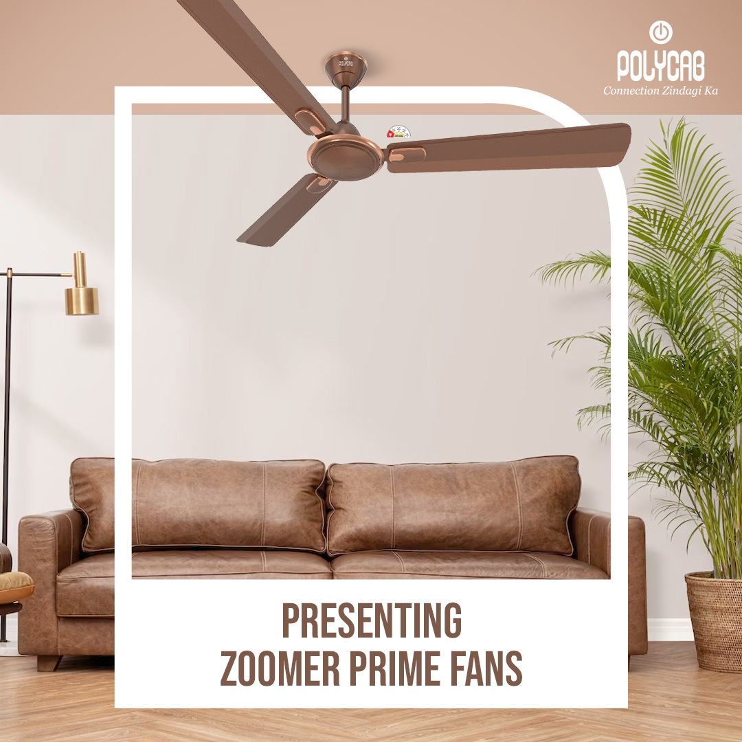 PolycabIndia's tweet photo. Bring home the Zoomer Prime Fans with striking colour options that make the living space come alive.
Visit the link: https://t.co/3aJwDL5g4d
to know more about the range.
#Polycab #PolycabIndia #ConnectionZindagiKa #Fans #PolycabFans #FashionFans #PremiumFans https://t.co/93SfY1TXHu