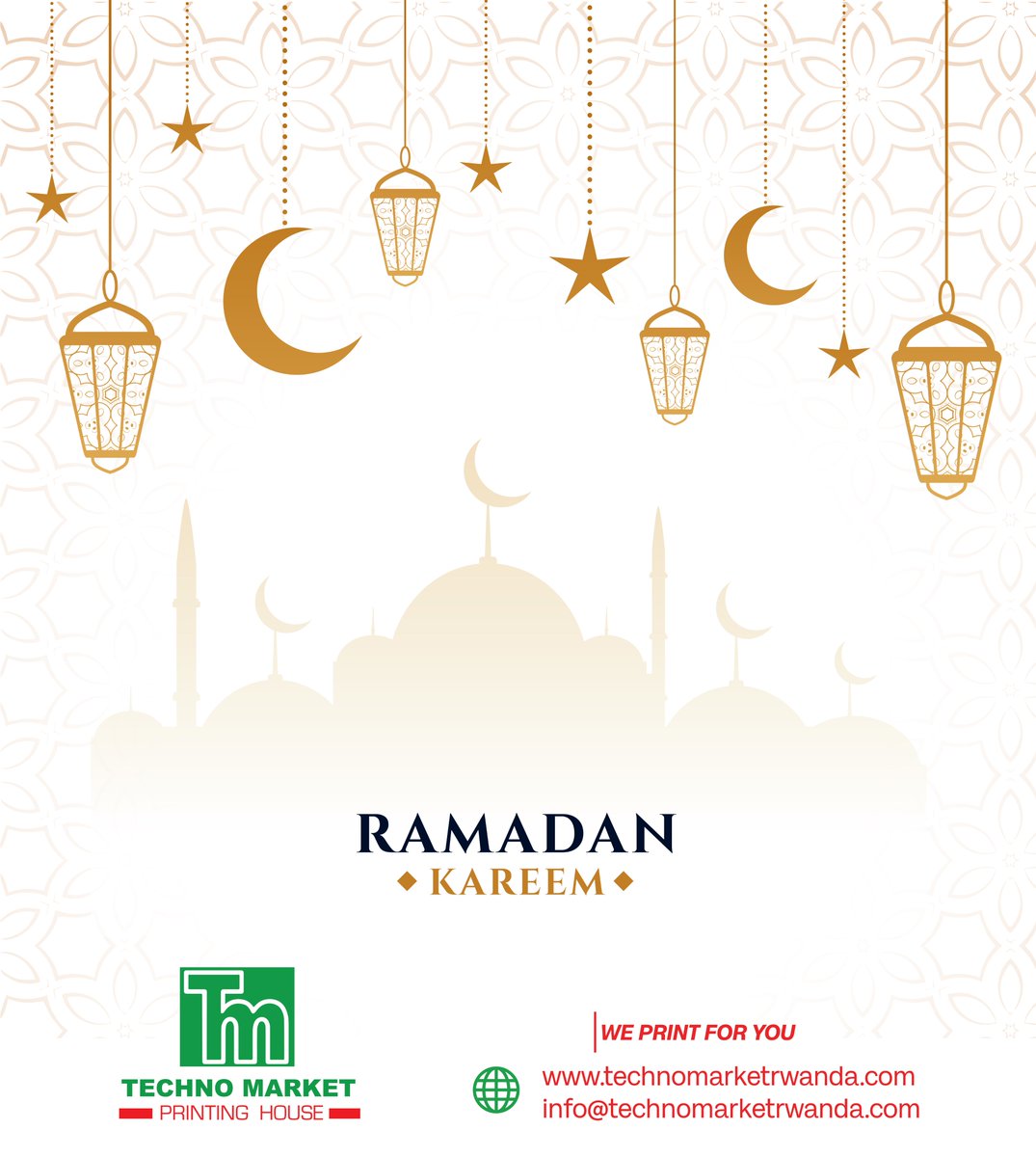 technomarket1's tweet photo. Ramadan Mubarak ๐ to you sisters and brothers May the celebrations of this fasting month spread happiness and joy in your life. ุฑู
ุถุงู ูุฑูู
#weprint #weprintforyou #ramadan #ramadankareem #ramadanvibes #Muslims https://t.co/WXoVOX1uDz