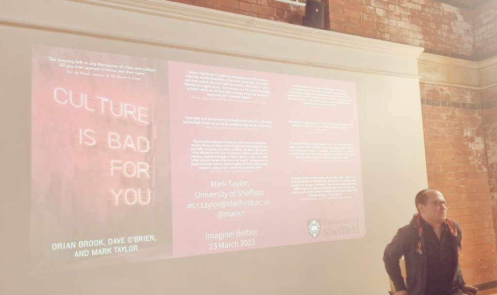 endzoftheearth's tweet photo. Presently at @ImagineBelfast @QUBAMCP seminar by @markrt "Cuture is Bad for You" #workingclass #creativelabour #culturalvalue #apologiesforpicquality https://t.co/KPWCp0d2sD