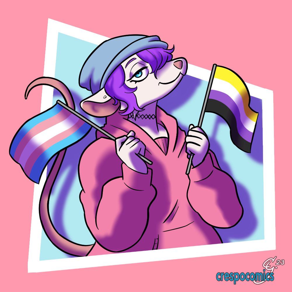 crespocomics's tweet photo. Very fun commission for @celestegayming ! le pride rat is here https://t.co/BRew9wGGFc