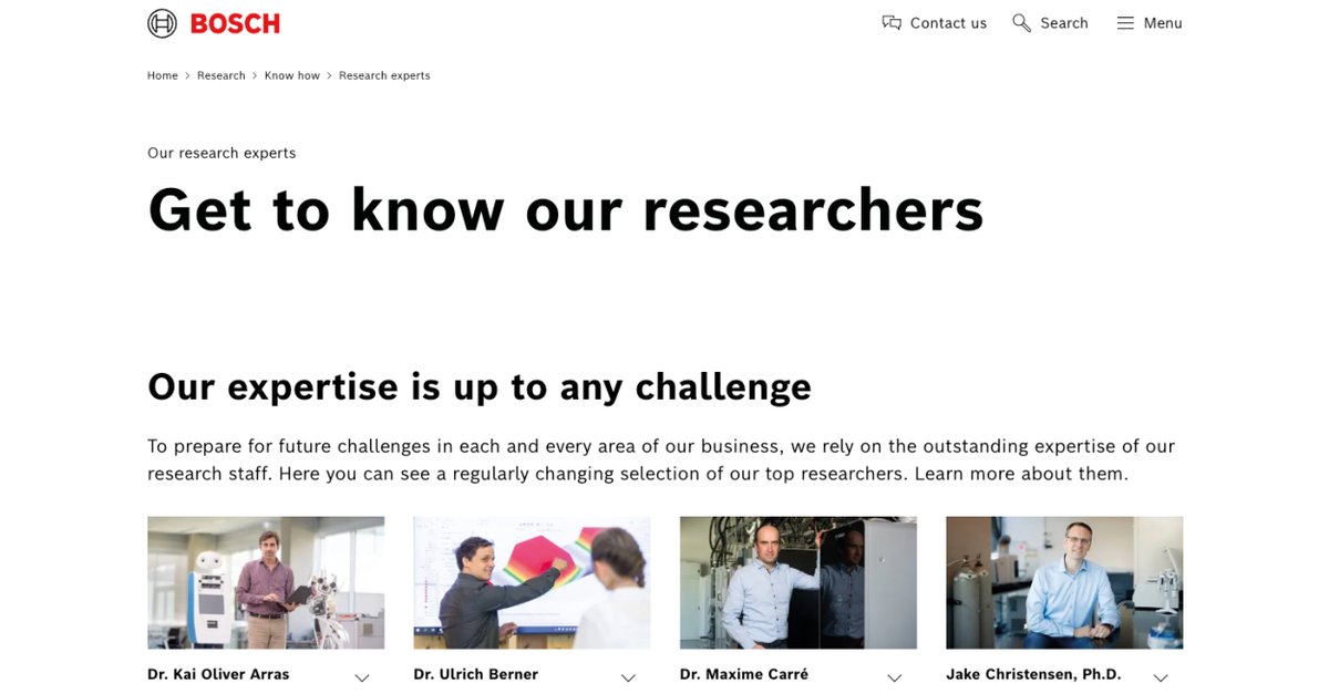 BowenCraggs's tweet photo. Showcasing the research team through quotes, biographies, and CV-style credentials for each individual at @BoschGlobal gives cutting-edge research a human face: https://t.co/aEUvhwA80o https://t.co/yr4DnADATk