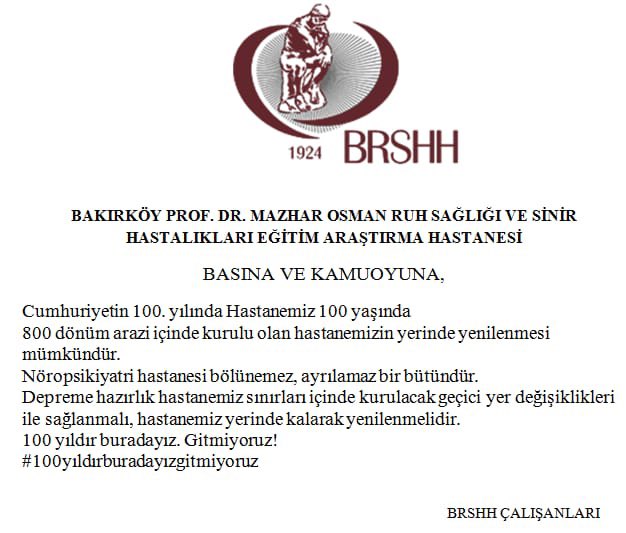 devrim_balaban's tweet photo. Bakırköy Ruh ve Sinir Hastalıkları Hastanesinin yerinde yenilenmesi mümkündür ve öyle yapılmalıdır!
#100yildirburadayizgitmiyoruz https://t.co/CgWP73m9Tu