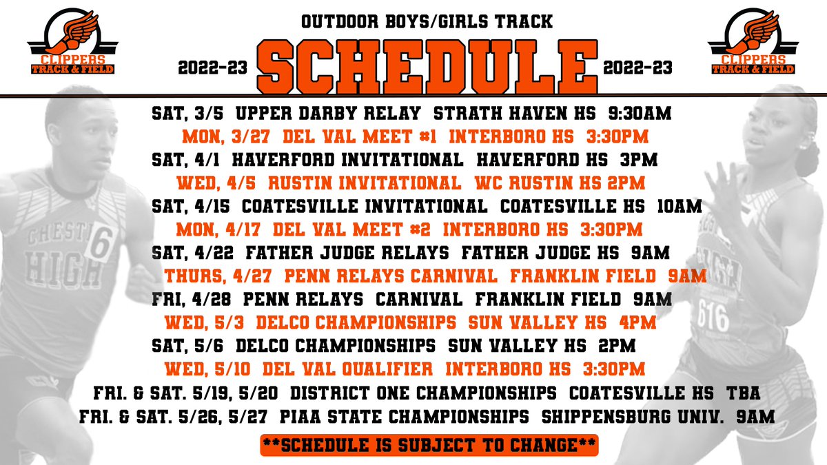 2022-23 Boys/Girls Track and Field Schedule