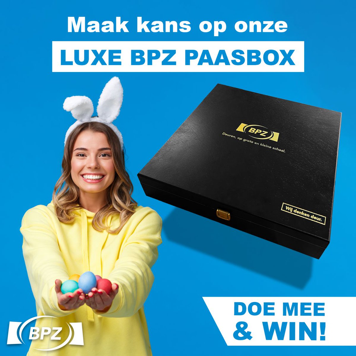 𝐁𝐏𝐙 𝐖𝐈𝐍 𝐏𝐚𝐚𝐬𝐚𝐜𝐭𝐢𝐞🐣

Pasen staat bijna voor de deur en om dit te vieren hebben wij een hele leuke #paasactie! Ben je klant of word je klant bij BPZ? Meld je dan snel aan via de volgende link: bpz.nl/eitje 

#teamBPZ #wijdenkendeur