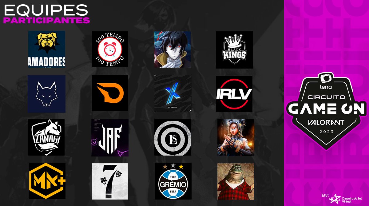 lbeeoficial's tweet photo. Está chegando a hora do Circuito @TerraGameOn de #Valorant 

Equipes confirmadas:
#Amadores
#100Tempos
#BaianoEAmigos
@BlackKingsBk 
#CL99
#Domus
@IRLVgg 
@izanagiesports 
@ArenaJaf 
#LastShot
#MiniLiquidos
@mkacademy_br 
#NoitesPaulistas
#OsGuriDaGeralDoGremio
#QueridoValorant https://t.co/DKmAf8zJHa