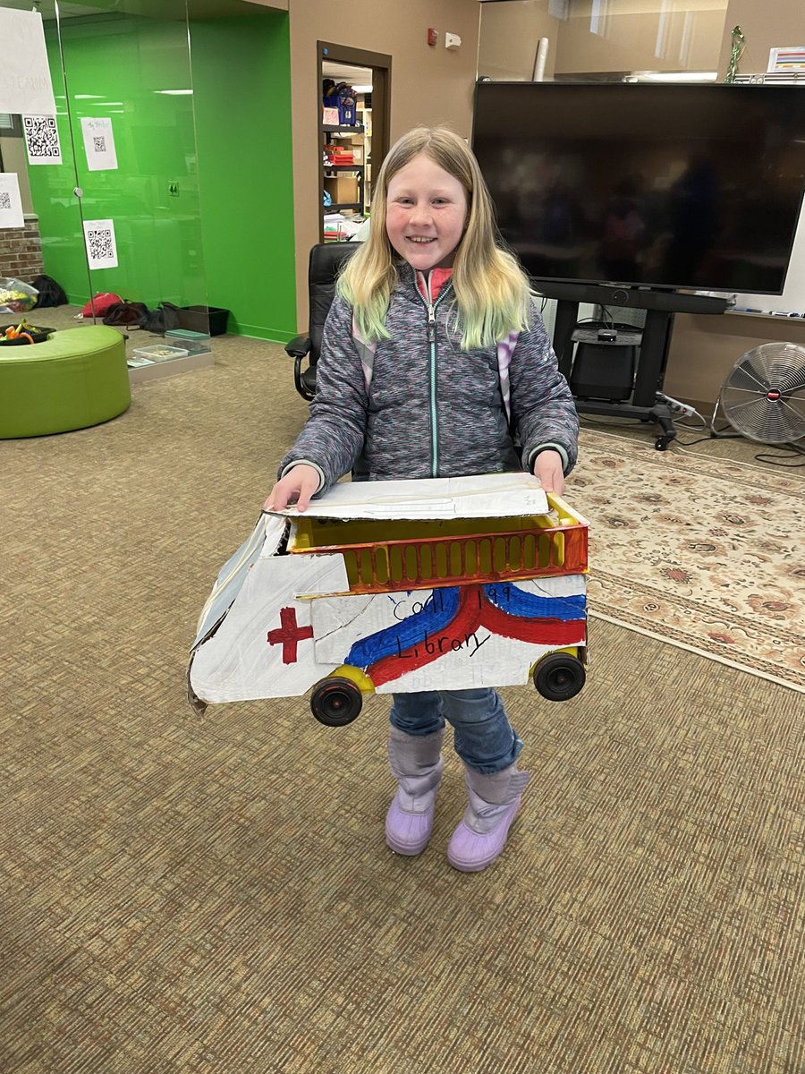 Every once in a while older books come back to the library broken. One 4th grade student took it upon herself to make a Book Ambulance so they can ride in style! So cool!