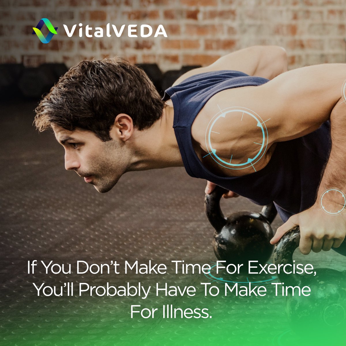 veda_vital's tweet photo. If you don't make time for exercise, You will probably have to Make time for Illness  #metaverse #blockchain #movetoearn #nftgaming #p2e #vitalveda #vvfit https://t.co/BMWsa7FmQO