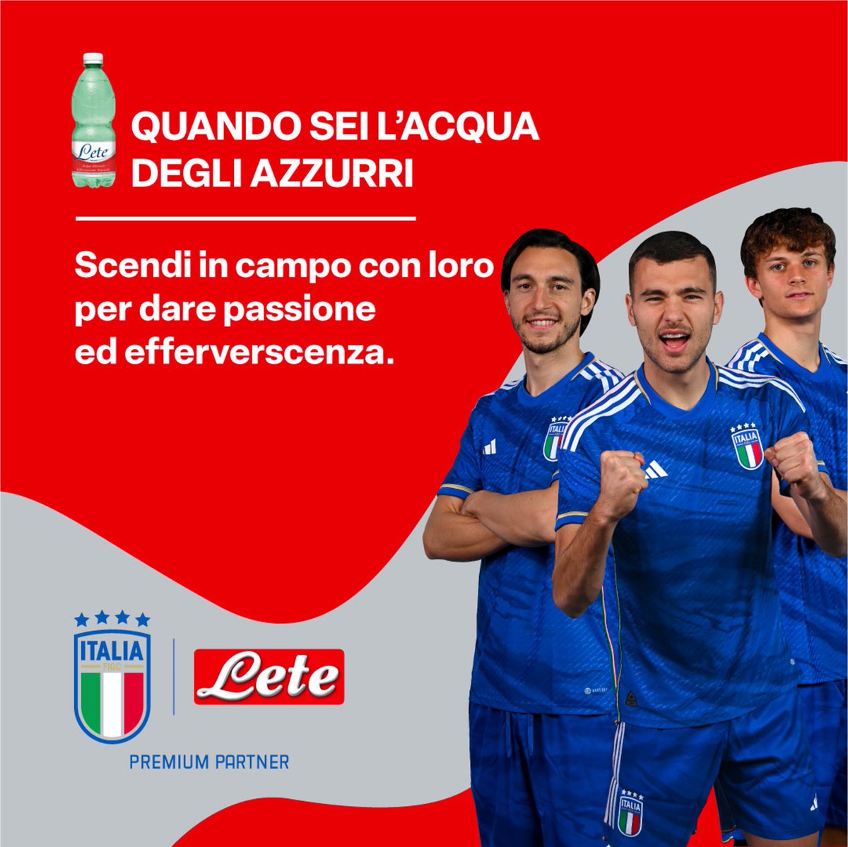 Gli Azzurri mettono testa, cuore e grinta in ogni partita. Noi ci mettiamo l’effervescenza. ⚽️🇮🇹 Questa sera non perderti Italia vs. Inghilterra! #AcquaLete #BenessereESalute #AcquaDelloSport #FIGC #ItaliaInghilterra