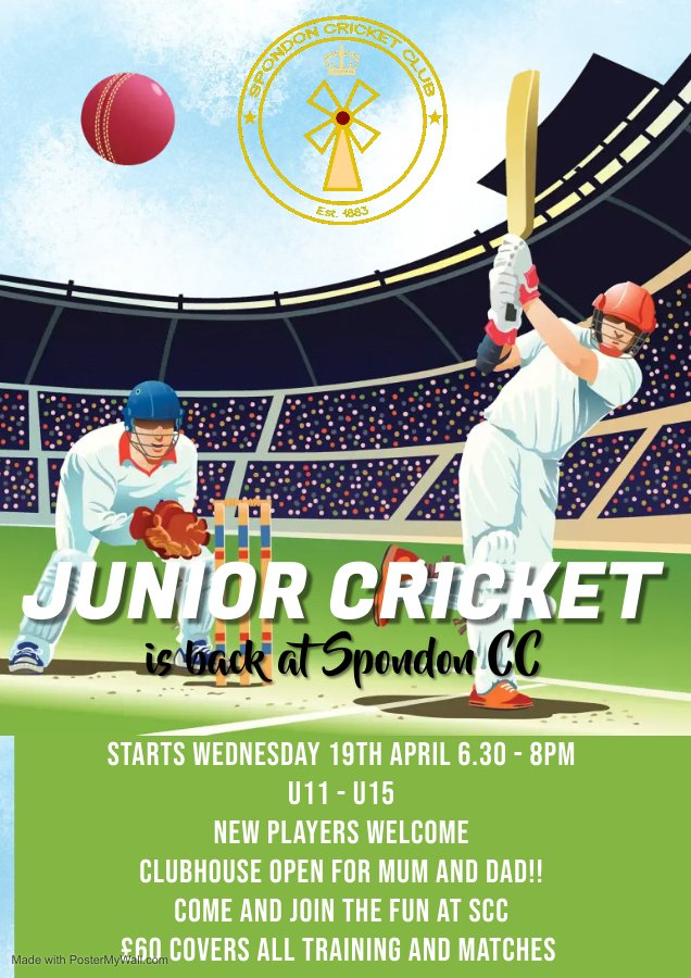 spondoncc's tweet photo. Junior Cricket is back at Spondon this summer. Come and join the fun!! You can register your child here, and payment can be made via BACS on the first training night https://t.co/QXxcyMFxRu https://t.co/4Ol43fzwod