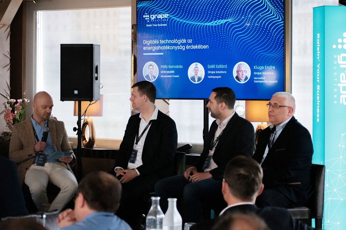 Grape_Solutions's tweet image. In the second panel of our Business Breakfast yesterday, we discussed various software that provides companies immediate, energy-efficient solutions during the energy crisis. Our guest was Barnabás Pálfy, Head of Commercial at MVM Mobiliti.