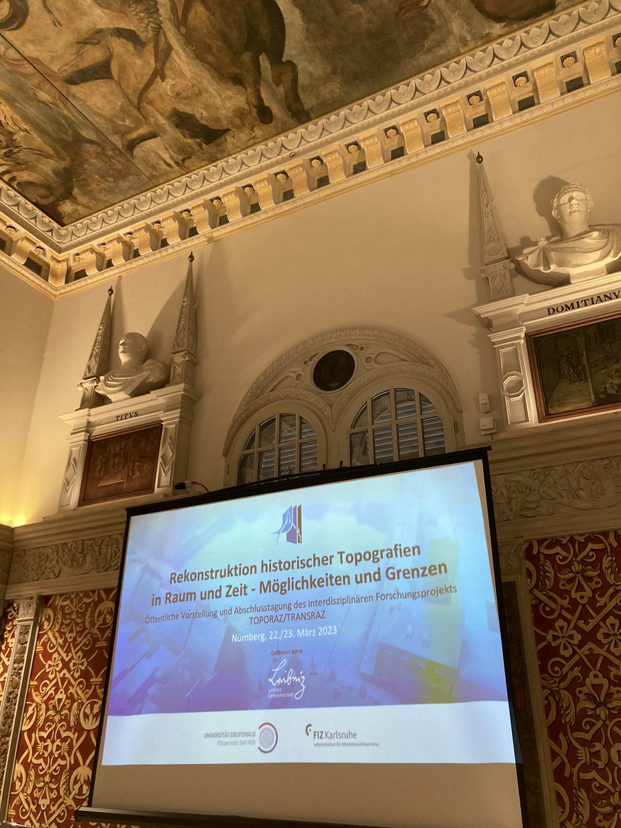 KarlMuehlbach's tweet photo. Tag 2 der Abschlusstagung: Nachdem gestern eine erste Einführung mitsamt Live-Demonstration stattfand, folgt heute der wissenschaftlich/inhaltliche Teil mit den Vorträgen von #TOPORAZ und einigen anderen spannenden Projekten (u.a. CbDD, MonArch, WissKi, Topo N uvm.) https://t.co/NqUNILr07n