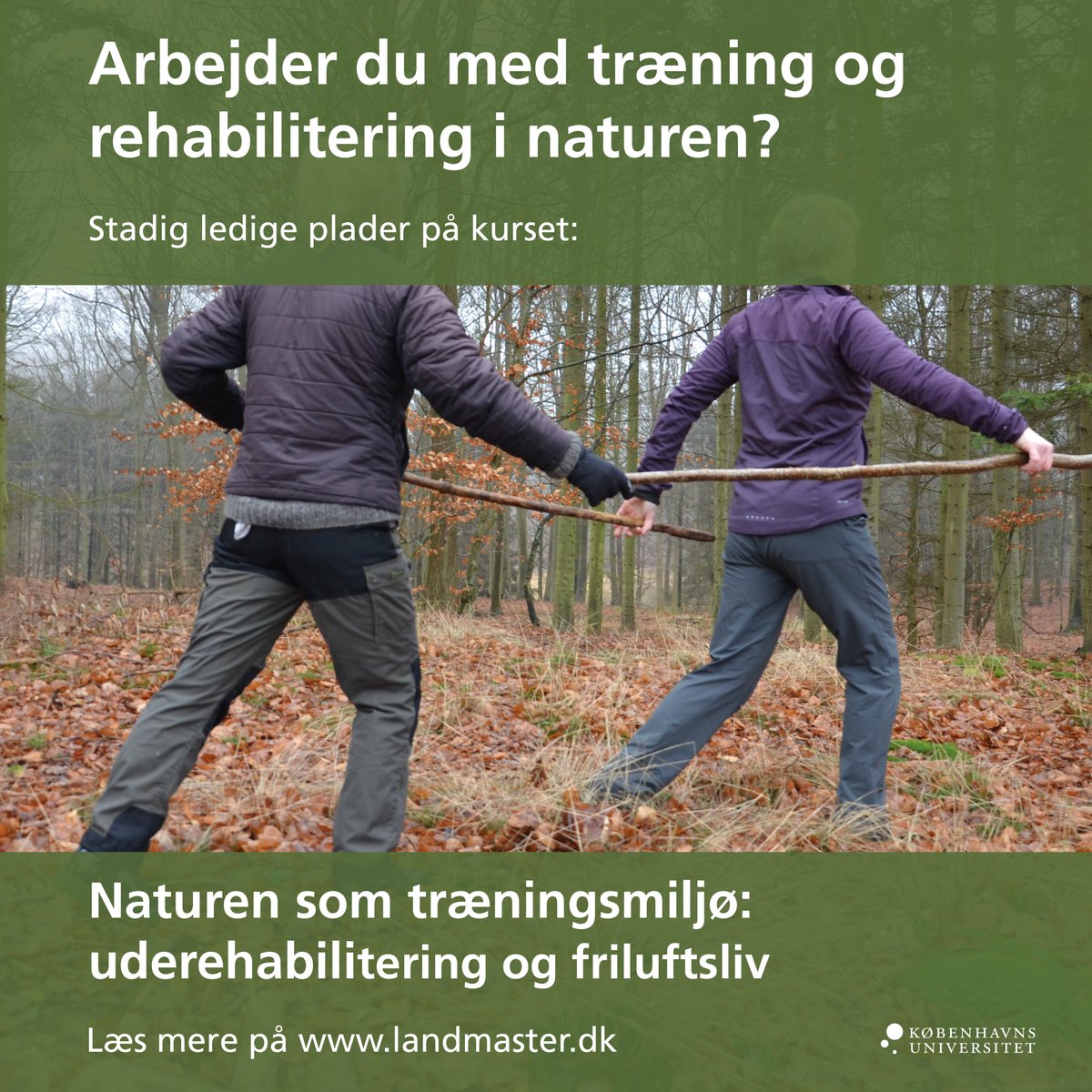 Henriette_Busk's tweet photo. Stadig plads på holdet: Naturen som træningsmiljø – uderehabilitering og friluftsaktiviteter.
Hvordan naturmiljøer kan indgå i rehabiliteringen af borgere -Praktisk og teori.
https://t.co/Tj6KNhFrve https://t.co/MkZVc04Iqj