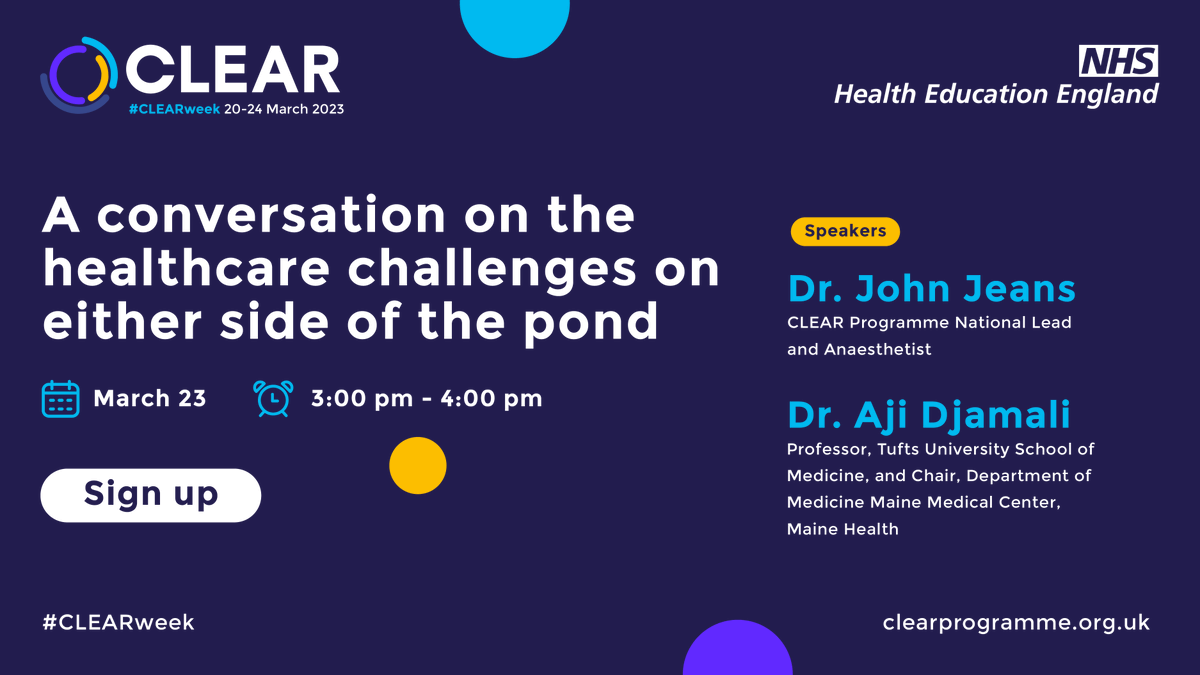 clear4care's tweet photo. Interested in learning about the #US healthcare system? Join John Jeans and @adjamali from @MaineMed this afternoon for #CLEARweek 2023, as they discuss #healthcare differences, challenges, and the ways they are being tackled on either side of the pond https://t.co/jfspgvmUhl https://t.co/eLe6iA5HjJ