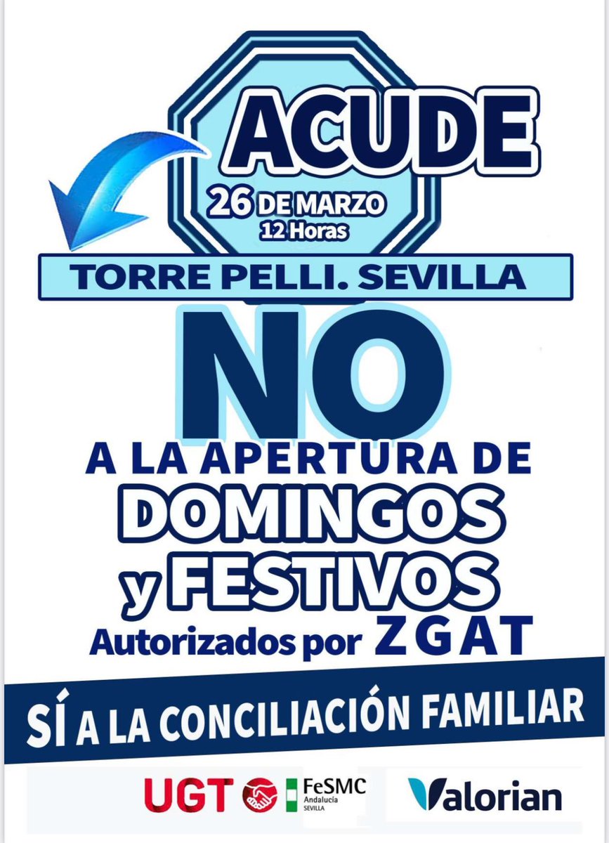 Se acerca el día!!! Nos manifestamos el domingo!!! 
Trabajad vosotros en domingo <a href="/AndaluciaJunta/">Junta de Andalucía</a> <a href="/ppandaluz/">PP de Andalucía</a> 
  <a href="/JuanMa_Moreno/">Juanma Moreno</a> <a href="/antoniomunozsev/">Antonio Muñoz</a> <a href="/psoedeandalucia/">PSOE de Andalucía</a> 
  #NoMasDomingos
