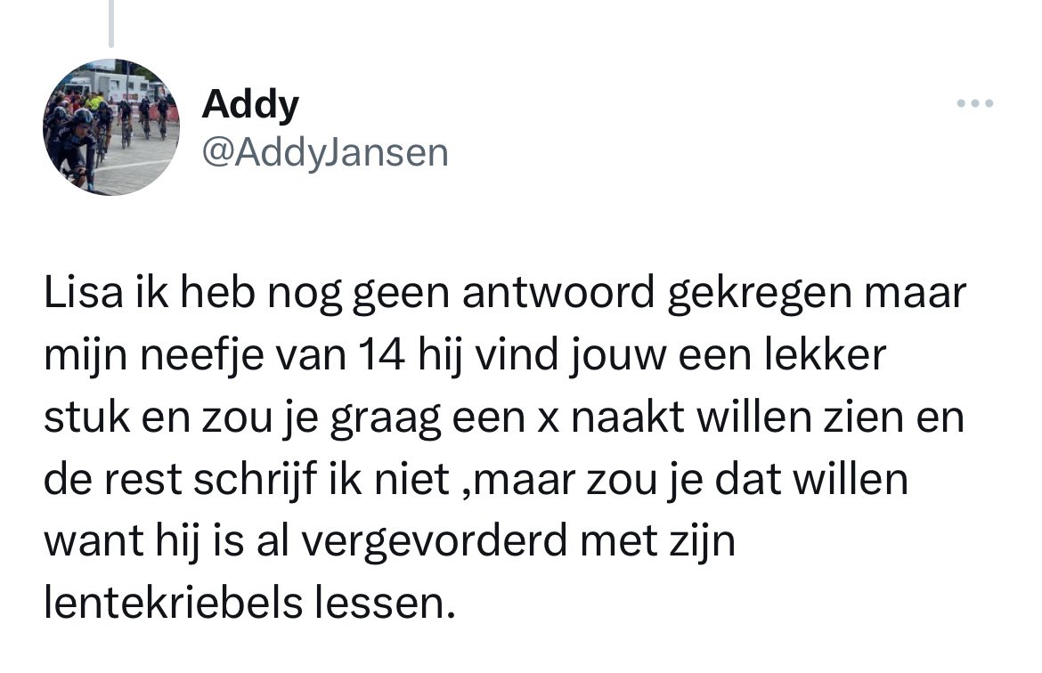 Lisawesterveld's tweet photo. De ironie. 

Dit soort accounts laten precies zien waarom lesprogramma’s als #lentekriebels nodig zijn. https://t.co/duTBa7RrME