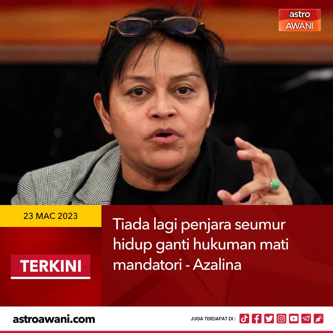 501Awani's tweet image. Menteri di Jabatan Perdana Menteri (Undang-Undang dan Reformasi Institusi), Datuk Seri Azalina Othman Said, berkata ia akan digantikan dengan penjara bagi tempoh antara 30 hingga 40 tahun serta sebatan tidak kurang 12 kali.

#AWANInews