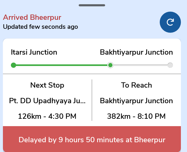 vikasbrahmchari's tweet photo. @RailwaySeva  train 7 ghante late thi to aapne action lene ko kaha tha.
Abhi 10 ghante late hone bali hai.
Train no-05216 https://t.co/snb7X71cbs