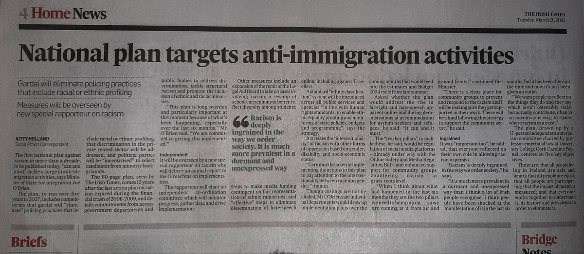243_cal's tweet photo. Ireland has been open and welcoming to immigrants.
This anti-racism plan is nothing less than a blueprint for the relegation of Irish people to second class citizen status. It is the product of a paranoid "racists under the bed" McCarthyite mindset. Tell your friends and family. https://t.co/bB7nc6ZW0Q