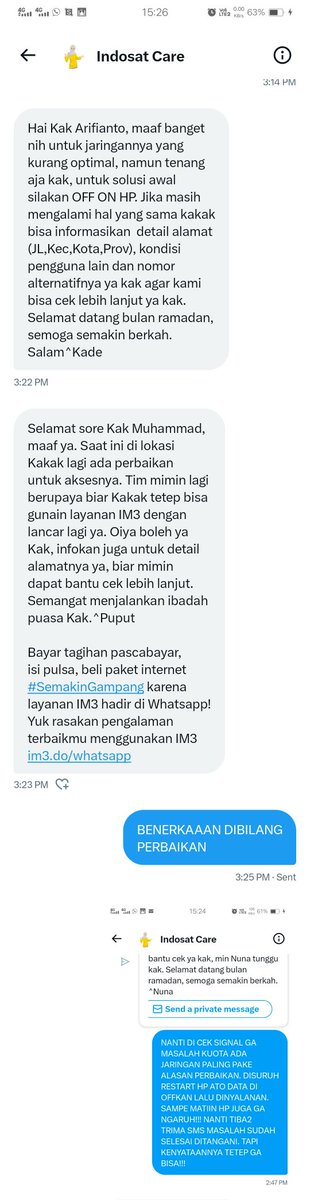 MFArifianto's tweet photo. @indosat @IndosatCare DAN BENER KAN, JAWABANNYA ITU2 SAJA. https://t.co/nUiidXalgi