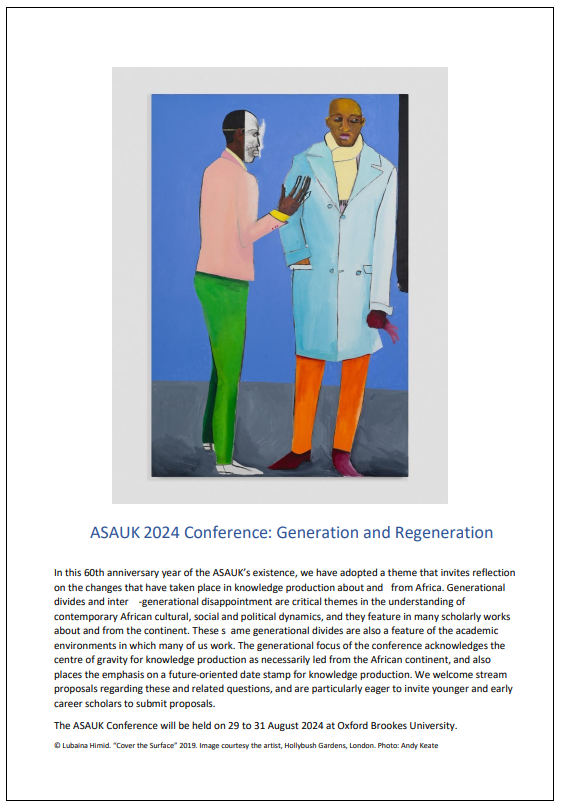 AfricanStudiesUK (@asauk_news) on Twitter photo The ASAUK is delighted to announce the venue and dates for the ASAUK2024 conference. 29-31 August 2024, <a href="/oxbrookesuni/">oxfordbrookesuni</a> Oxford UK. The conference theme is Generation and Regeneration, it is our 60th anniversary year. The ASAUK is delighted to announce the venue and dates for the ASAUK2024 conference. 29-31 August 2024, <a href="/oxbrookesuni/">oxfordbrookesuni</a> Oxford UK. The conference theme is Generation and Regeneration, it is our 60th anniversary year.