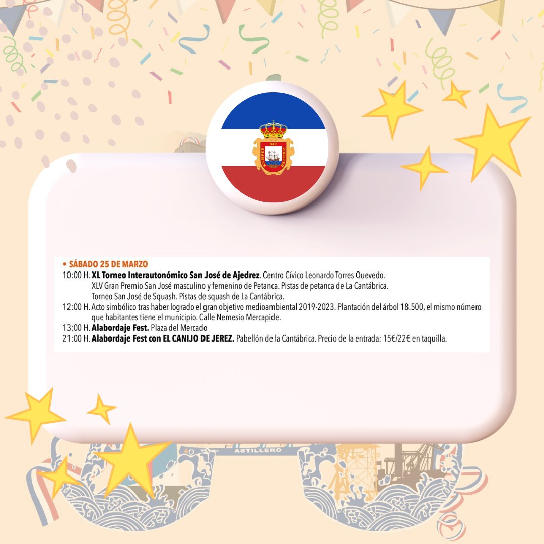 🎉 𝐏𝐑𝐎𝐆𝐑𝐀𝐌𝐀𝐂𝐈𝐎́𝐍 𝐒𝐀𝐍 𝐉𝐎𝐒𝐄́ 𝟐𝟎𝟐𝟑 🎉

📅 Sábado 25 de marzo.

#AstilleroDondeQuieresEstar