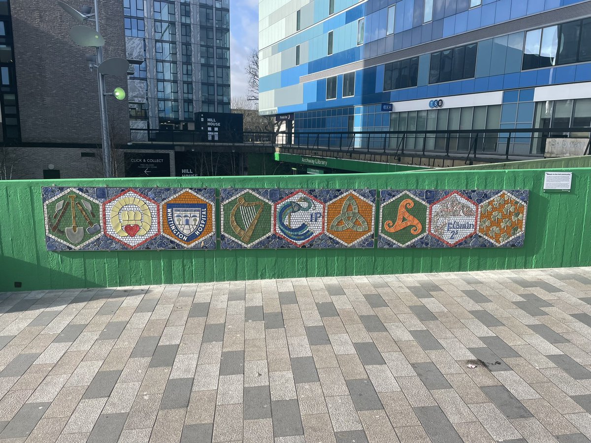 JamesPotts's tweet photo. Wonderful mosaic to the Irish diaspora in Navigator Square in Archway which was unveiled yesterday. Great to pay tribute to a key part of Islington’s community 🇮🇪

Thanks @IslingtonBC! https://t.co/qd6XCuITTE