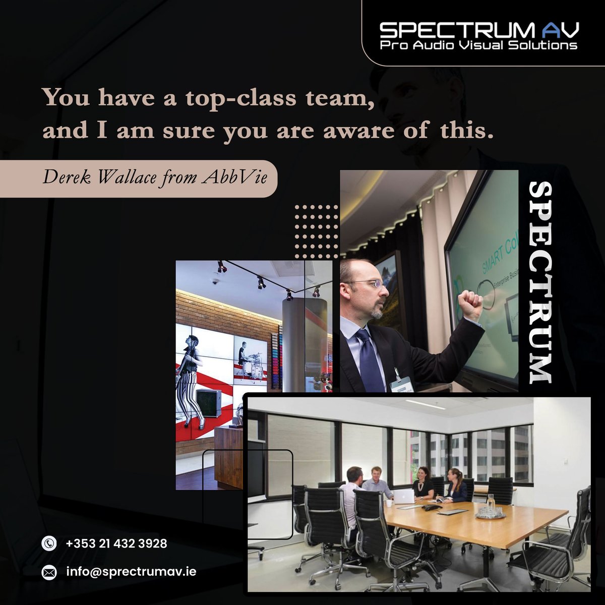 Our client testimonials are our greatest assets, which secure our position as a leading provider of audio-visual solutions and video conferencing solutions to diverse industry verticals.

#audiovisualsolutions #audiovisualsolutionsprovider #avsetup #spectrumav