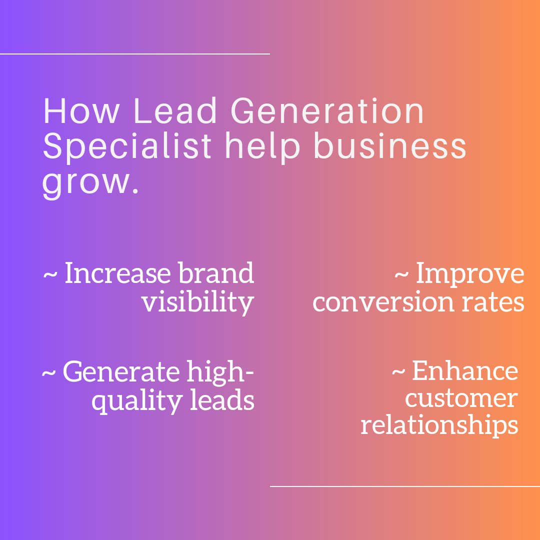 GwenyDizon05's tweet photo. Lead generation specialists are responsible for finding and attracting potential customers to a business.

They play an important role in helping businesses grow by attracting high-quality leads, improving conversion rates, and enhancing customer relationships. https://t.co/FXrqoBSzjw