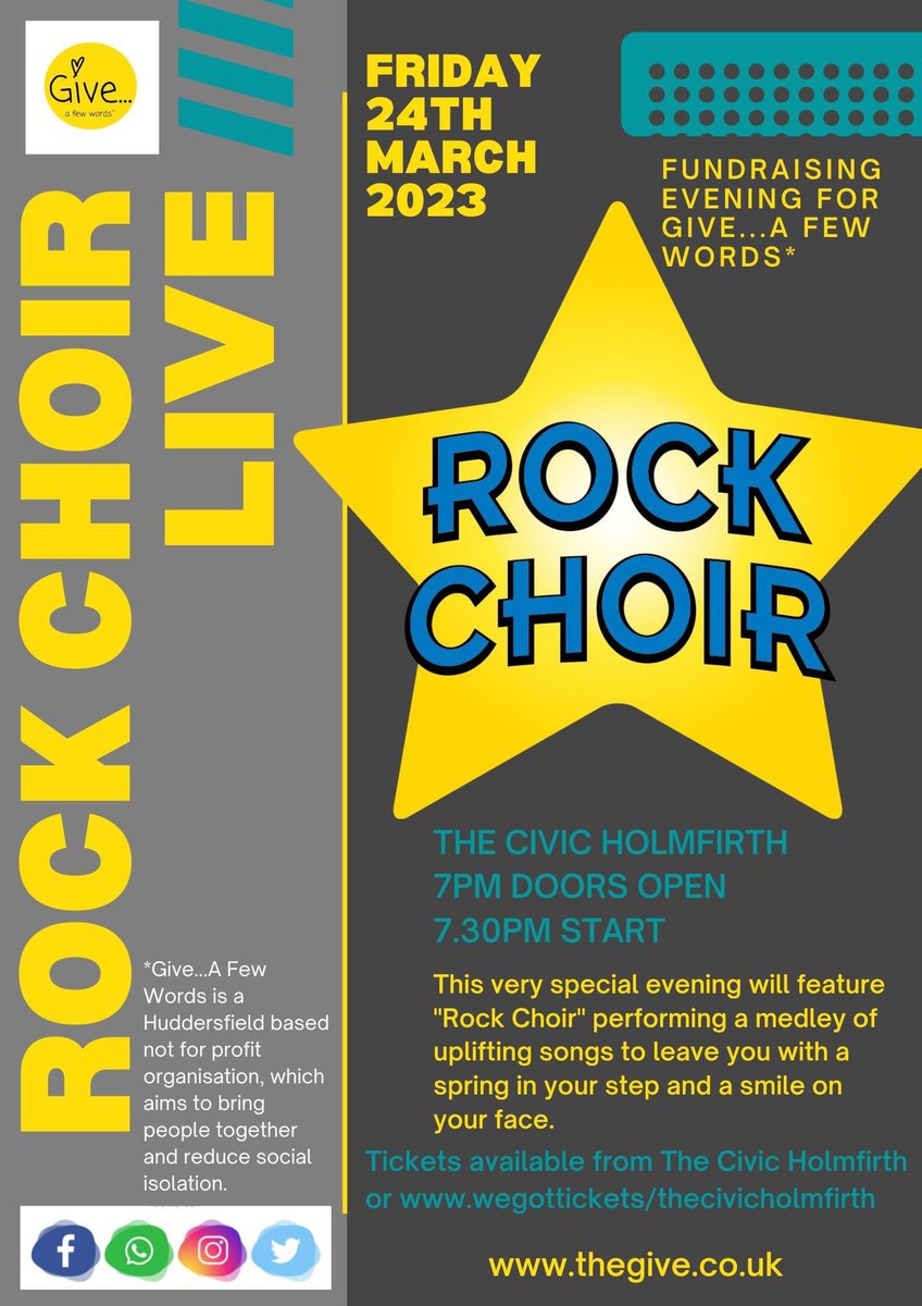 Huddersfield Live (@hudderslive) on Twitter photo A super night out with <a href="/Giveafewwords/">Give…A Few Words CIC</a> on Friday <a href="/HolmfirthCivic/">Holmfirth Civic Hall</a> with the amazing <a href="/RockChoir/">Rock Choir Official ⭐️</a> a great night of music whilst supporting <a href="/Giveafewwords/">Give…A Few Words CIC</a> 💛 they really are fabulous #support #ourhuddersfield A super night out with <a href="/Giveafewwords/">Give…A Few Words CIC</a> on Friday <a href="/HolmfirthCivic/">Holmfirth Civic Hall</a> with the amazing <a href="/RockChoir/">Rock Choir Official ⭐️</a> a great night of music whilst supporting <a href="/Giveafewwords/">Give…A Few Words CIC</a> 💛 they really are fabulous #support #ourhuddersfield