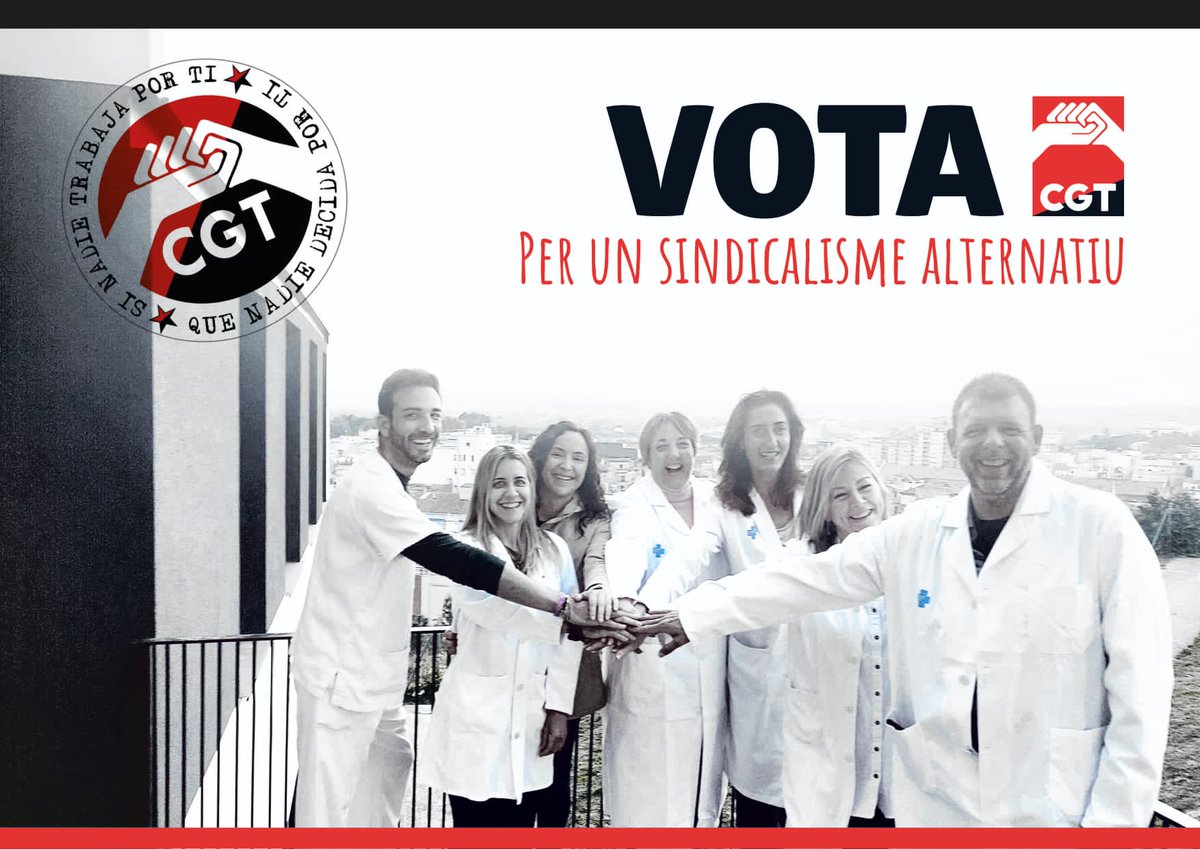 📢Eleccions sindicals a sanitat!!!
Els propers 28 i 29 de març hi ha convocades eleccions a sanitat. A les #TerresdelEbre la <a href="/cgt_sanitatebre/">CGT sanitat Terres de l'Ebre</a> presenta un equipàs de gent compromesa i lluitadora. Vota per un sindicalisme alternatiu! Vota la CGT!!!💪💪💪