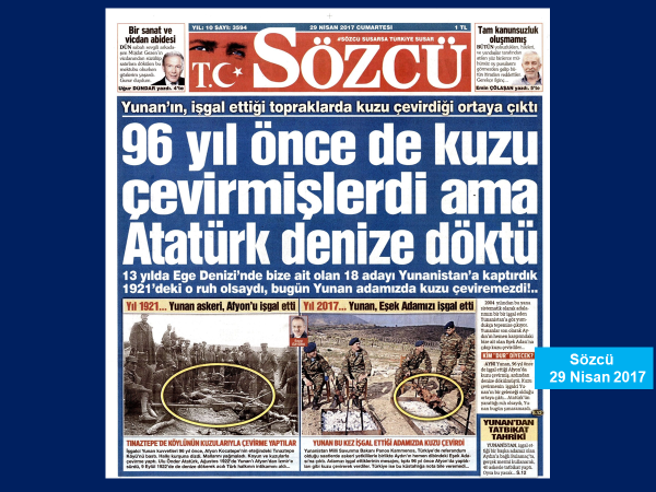umityalim's tweet photo. ATATÜRK, KUZU ÇEVİREN İŞGALCİ YUNAN ASKERLERİNİ DENİZE DÖKTÜ !...
AKP HÜKÜMETLERİ İSE  ADALARIMIZDA KUZU ÇEVİREN İŞGALCİ YUNAN ASKERLERİNE NOTA BİLE VEREMİYOR !... https://t.co/iuy21Q1E9A