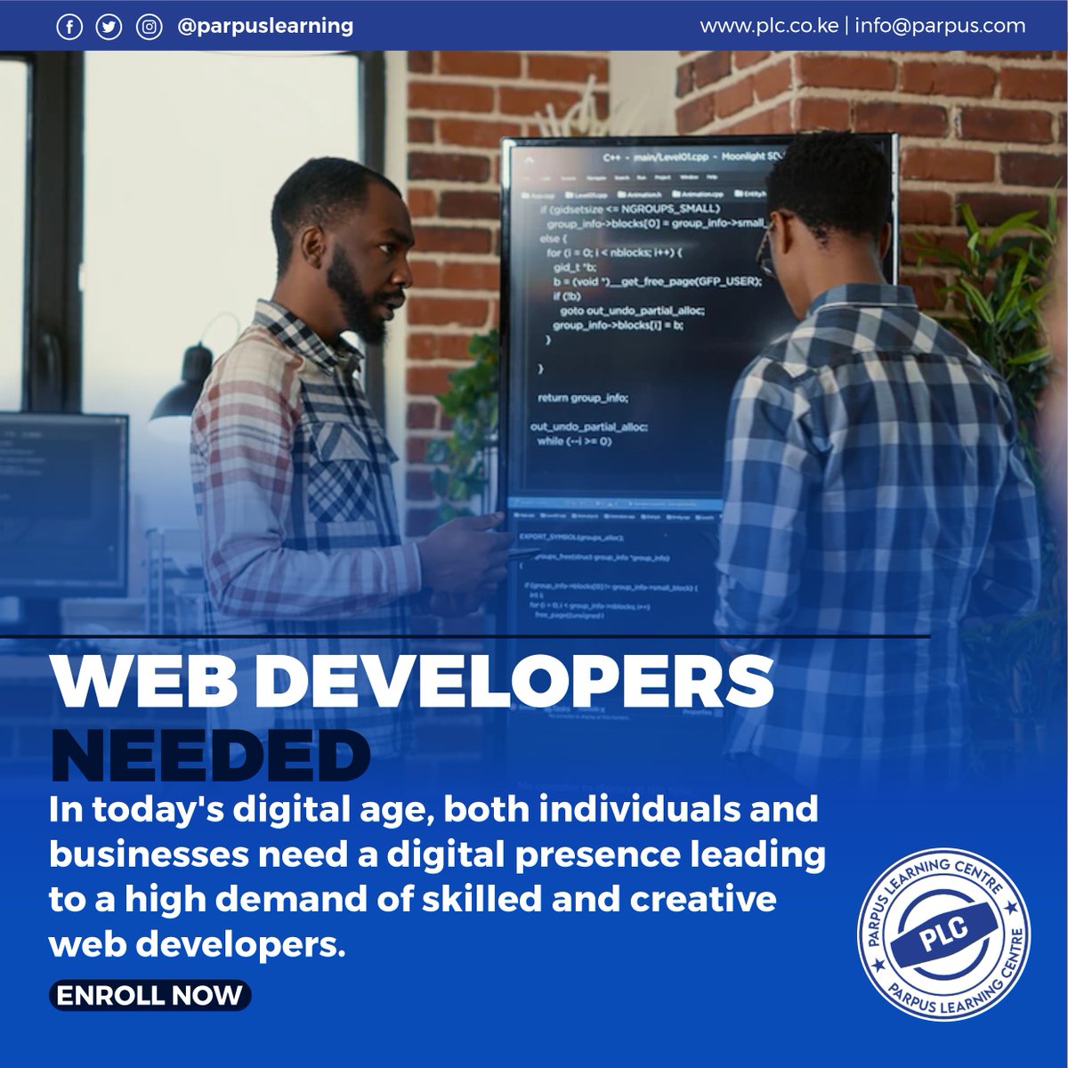parpuslearning's tweet photo. Looking for an exciting digital career? Learn web development with us! Our comprehensive course teaches the latest technologies and professional networking to jumpstart your career. Enroll today at https://t.co/BMyf5WfPuj! 
#ParpusLearning #OnlineLearning #webdevelopment https://t.co/oAbvsZRvjE