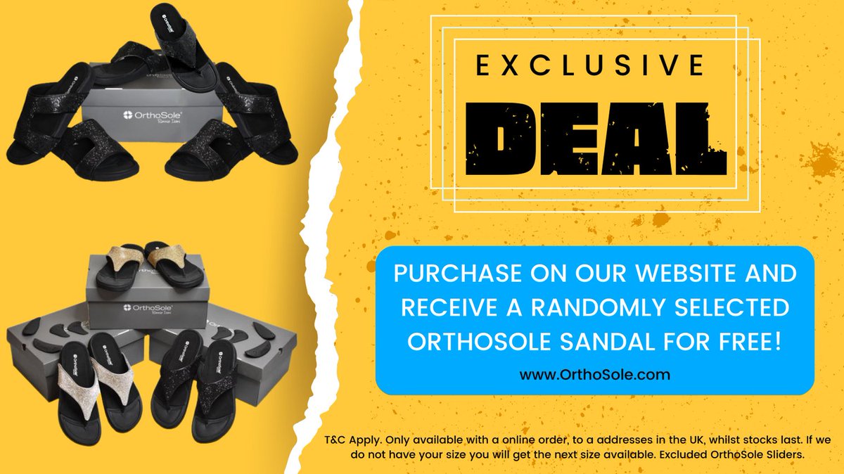 orthosole's tweet photo. Get a free pair of sandals with every order. All you need to do is purchase from the OrthoSole website. Our Team will put 1 pair of randomly selected sandals in every order!👣 #FreeSandals #SummerStyle #SandalsForFree #LimitedTimeOffer #SandalSeason #SummerSavings #OrthoSole https://t.co/9J14tNdoi9