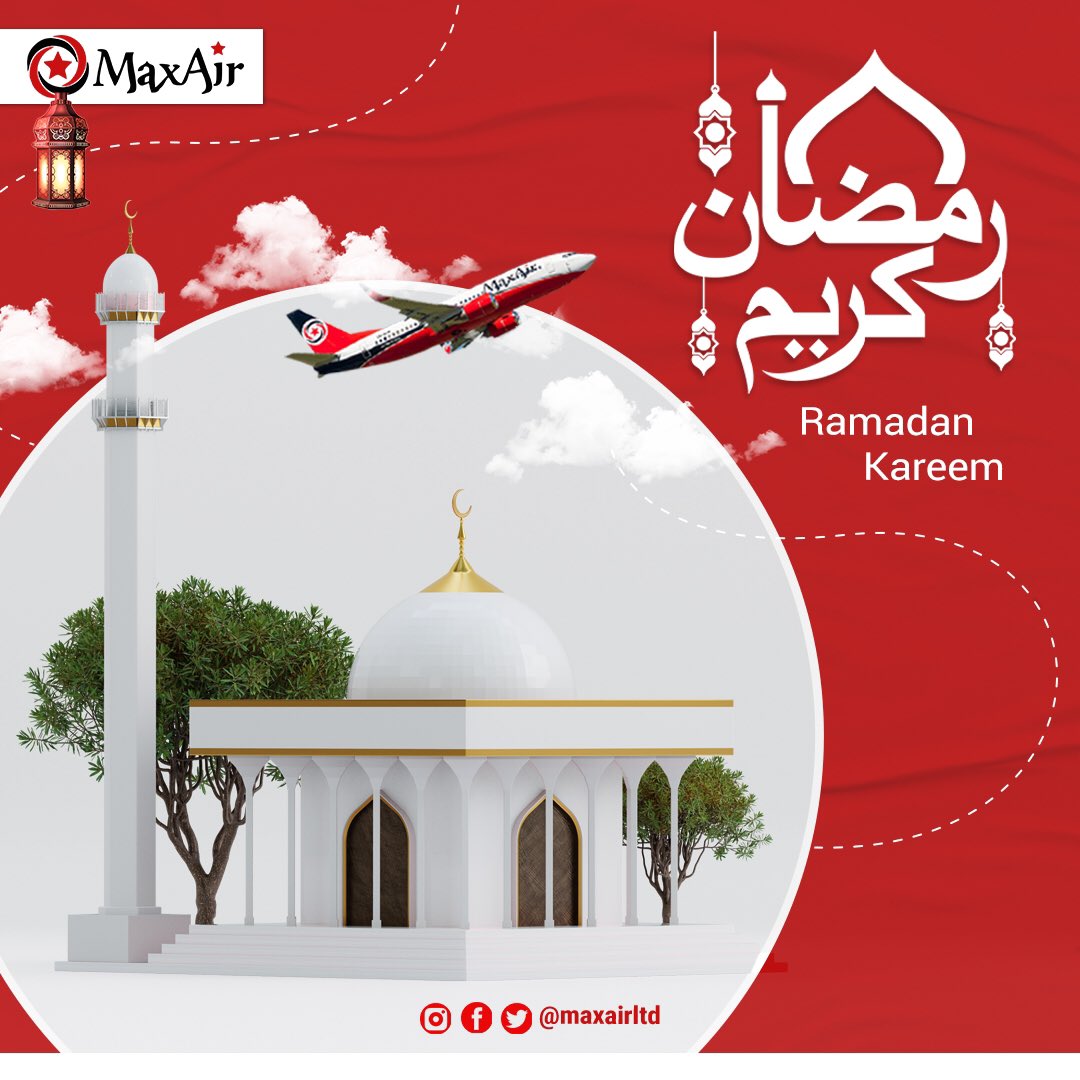 Ramadan Mubarak from Max Air. ❤️🌙
May this holy month bring peace and blessings to you and your loved ones.🕋🫶🏻

Fly Max Air!✈️
————————-
#maxair #maxairlines #airline #Kano #Nigeria  #letsflyaway