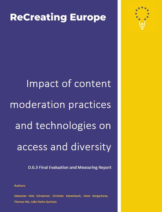 ReCreating Europe (@recreatingeu) on Twitter photo 📣New Report
A culmination of reCreating Europe's work on #ContentModeration practices and their impact on #Access and #Diversity.
By <a href="/schwemer/">Sebastian Schwemer</a>, <a href="/ckatzenbach/">Christian Katzenbach @cka@aoir.social</a> <a href="/DergachevaD/">Daria Dergacheva</a>, Thomas Riis and @JPQuintais.
Available here: ow.ly/sVtZ50NhzaR
#CopyrightLaw 📣New Report
A culmination of reCreating Europe's work on #ContentModeration practices and their impact on #Access and #Diversity.
By <a href="/schwemer/">Sebastian Schwemer</a>, <a href="/ckatzenbach/">Christian Katzenbach @cka@aoir.social</a> <a href="/DergachevaD/">Daria Dergacheva</a>, Thomas Riis and @JPQuintais.
Available here: ow.ly/sVtZ50NhzaR
#CopyrightLaw