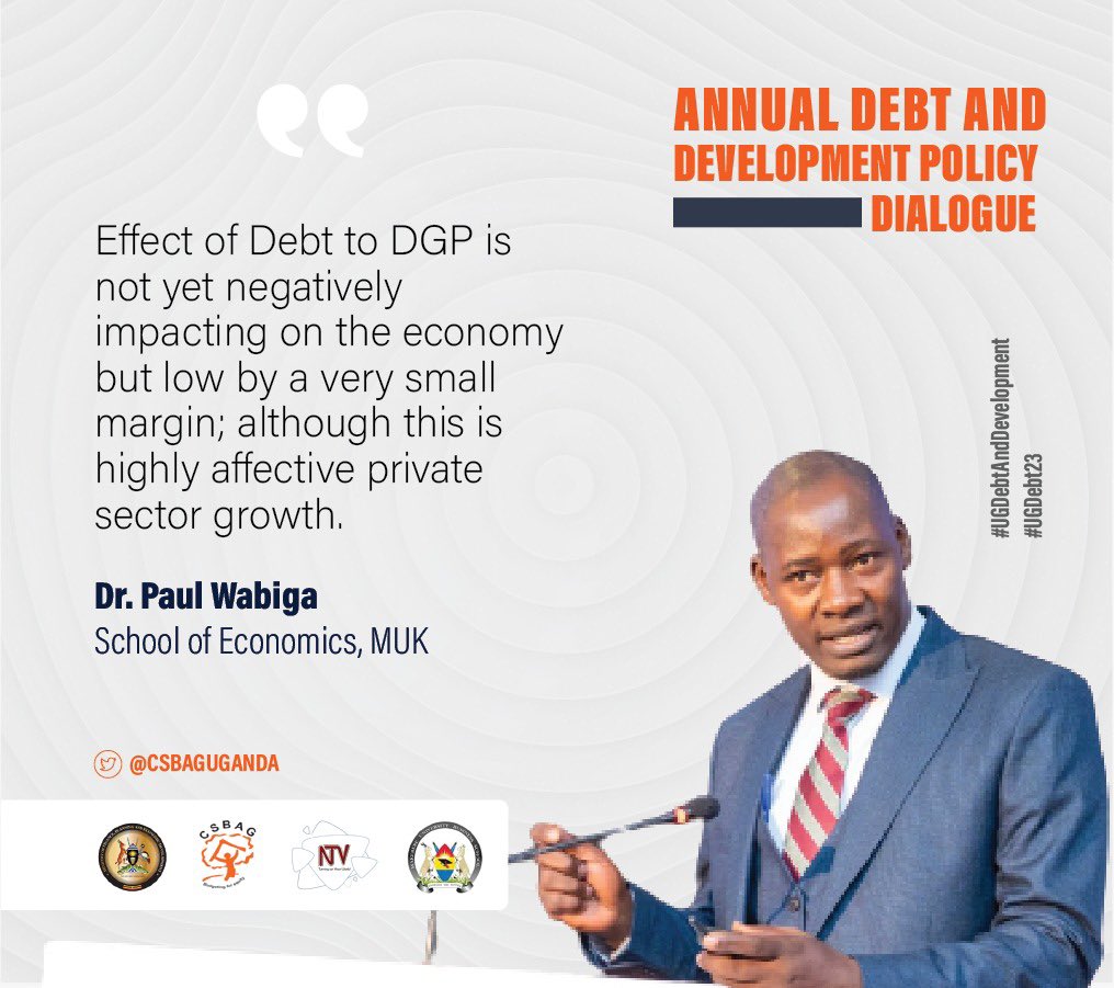 A_Cynthia_'s tweet photo. The Effect of Debt to DGP is not yet negatively impacting on the economy but low by a very small margin.
@OfficialMubs
@mofpedU
#UgDebtAndDevelopment #UGDebt23 https://t.co/xgPANpAEir
