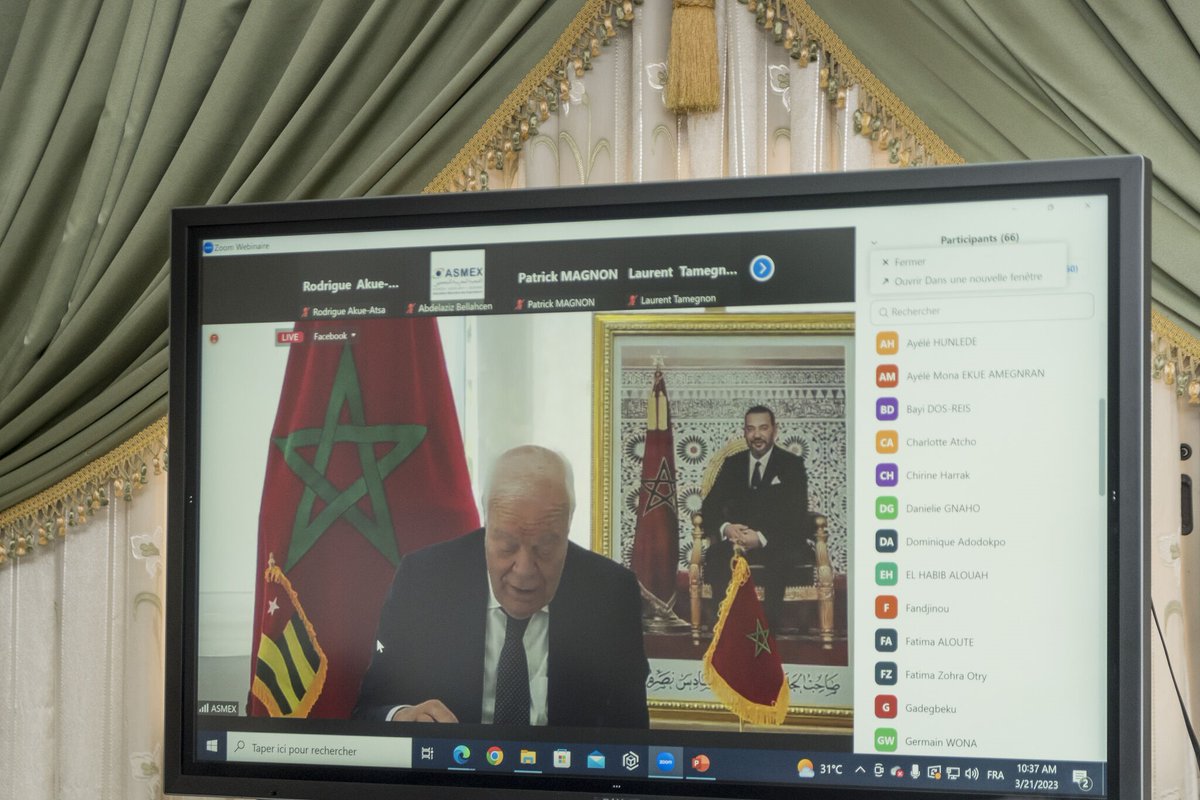 Promo_InvestTg's tweet image. #PromoInvestTg #Denyigban @CommunicationTg @DiplomatieTogo @ApizfTogo 
 Ce 21 mars 2021, le @Promo_InvestTg  en partenariat avec l'Association Marocaine des Exportateurs (#ASMEX), a organisé le webinaire "Doing Business with #Togo".