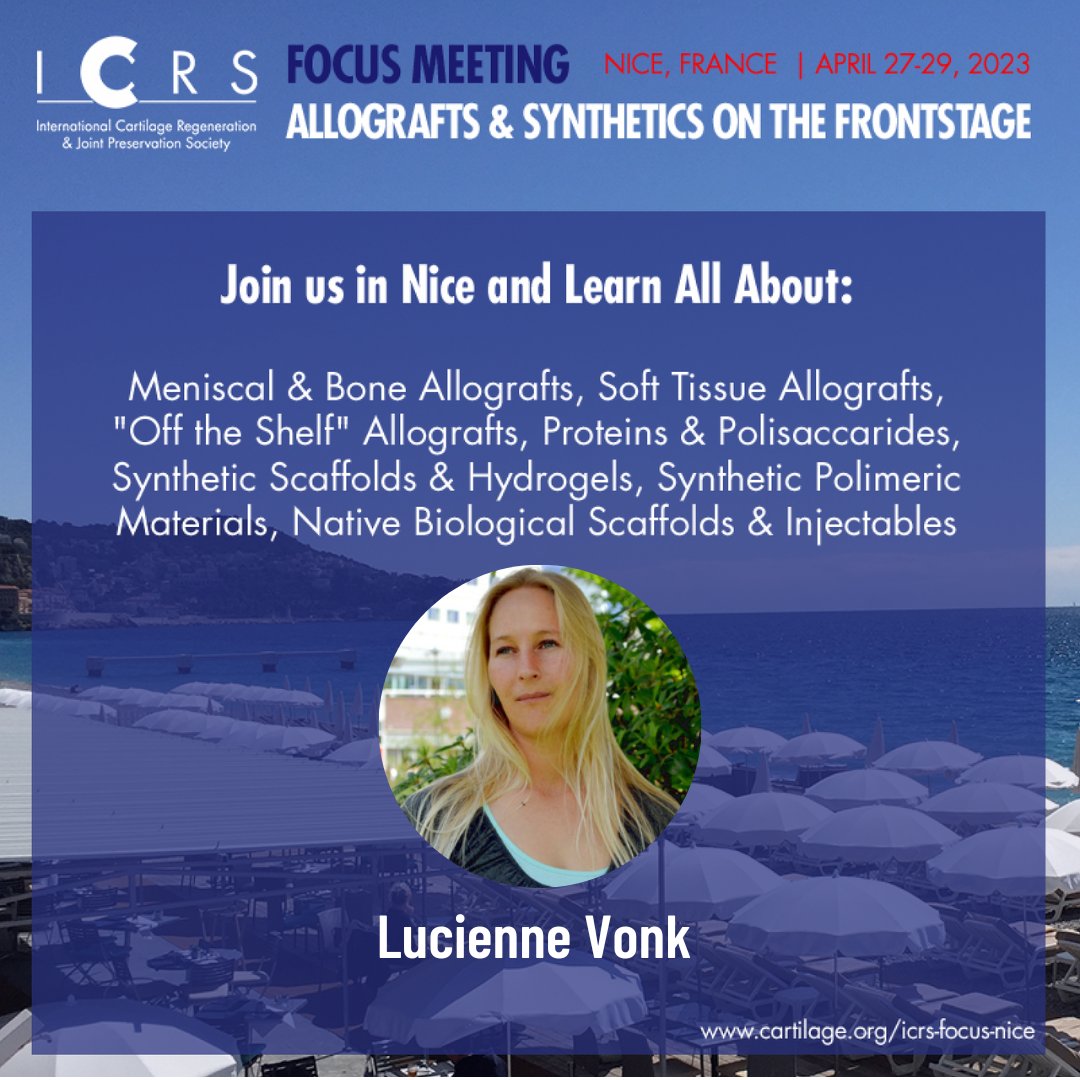 Pleased and honored to participate in the ICRS focus meeting Allografts &amp; Synthetics on the frontstage in Nice! @CartilageRepair