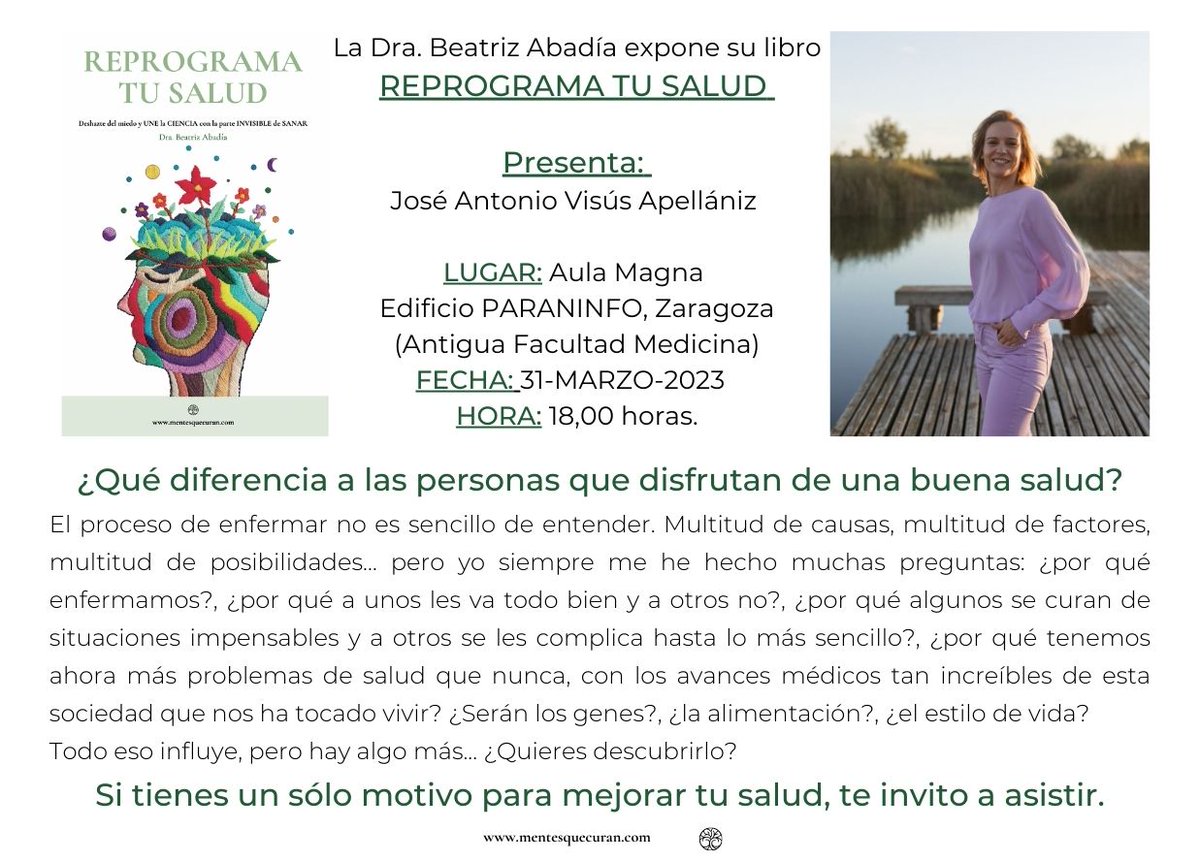 jvisus's tweet photo. Si tienes un solo motivo para mejorar tu salud, te invito a asistir 👈 Presentaré a la Doctora Beatriz Abadía y su libro "REPROGRAMAR TU SALUD" 📕 Si todos siguiéramos los consejos médicos de su investigación nuestra salud sería mejor para todos. https://t.co/0vKx5kZris