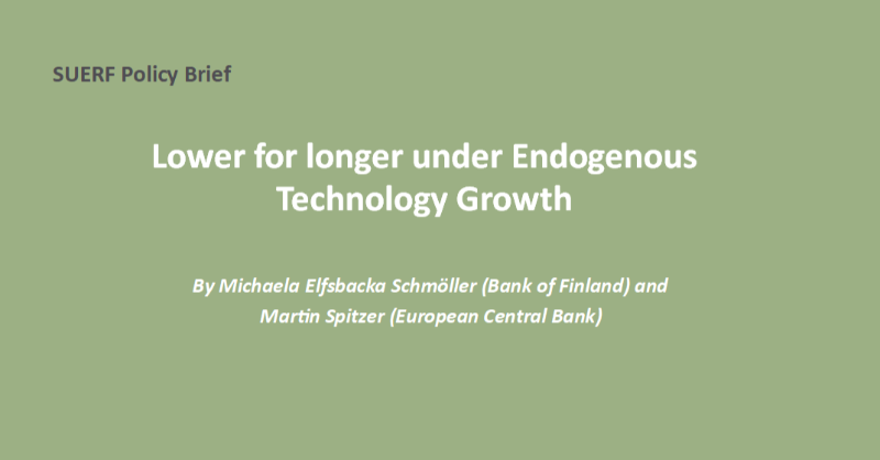 suerf_org's tweet photo. #SUERFpolicybrief "Lower for longer under Endogenous Technology Growth" by @MichaSchmoeller (@BankofFinland) and Martin Spitzer (@ecb)

#MakeUpStrategies #EndogenousTFP #Hysteresis #Inflation #ZLB