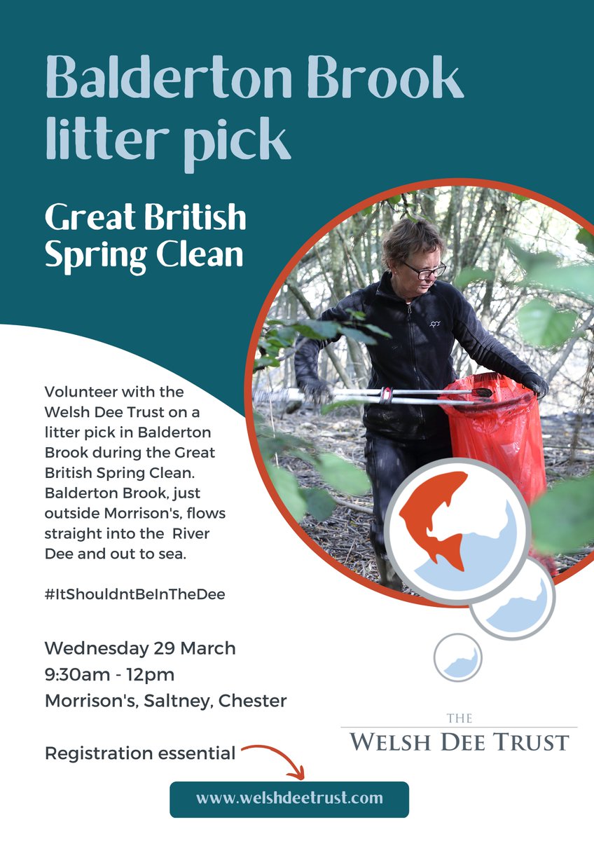 WelshDeeTrust's tweet image. Join us for a fun morning on Balderton Brook during the #GBSpringClean. This litter pick has been organised with the support of Morrisons Saltney.

✍️ welshdeetrust.com/balderton-broo…