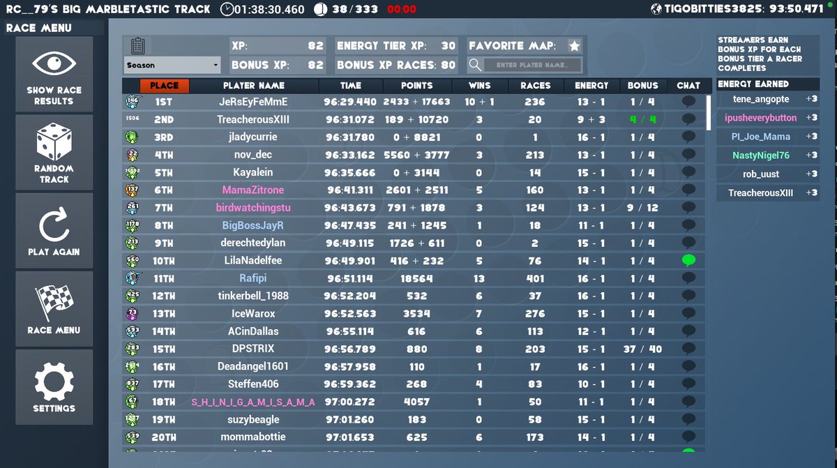 SiNiSTeRPLaNZ's tweet photo. Season 42 Mega Load Racing Results 
#MarblesOnStream #Points 

🔥#HotnessWorthSpreading

Join in for free with !play at https://t.co/vrvVSqxYdg
👇 https://t.co/xKZz4kUwO3