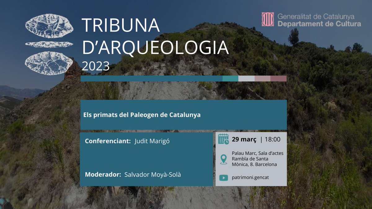 JuditMarigo's tweet photo. Dimecres vinent (29 març 18h) xerrada sobre #primats del #Paleogen de #Catalunya al Palau Marc de Barcelona i a través del canal de youtube patrimoni.gencat @cultura_cat @FCienciesUAB @ICP_MCrusafont @GeoparcOrigens @Geoparc 
 #cultura #patrimoni #paleontologia https://t.co/MjJs2avB8N