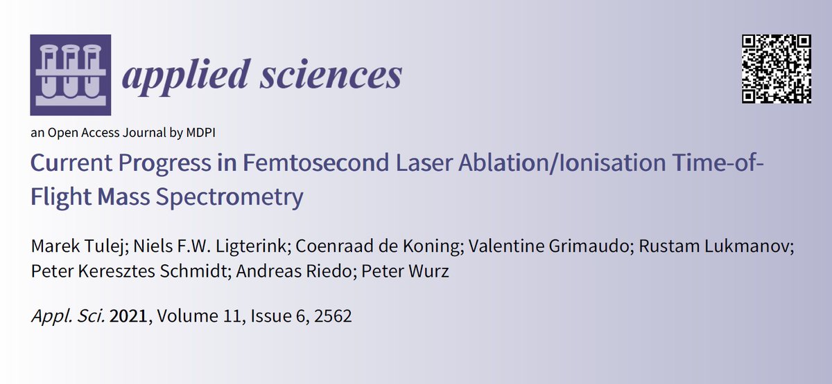 Applsci's tweet image. 📢Highly cited papers in Section "Applied #Physics"

Current Progress in #Femtosecond #Laser Ablation/Ionisation Time-of-Flight Mass #Spectrometry
mdpi.com/2076-3417/11/6…

🏫 @unibern

👨‍🔬 by Dr. Marek Tulej et al.

@MDPIOpenAccess @EncyclopediaMD1 @MDPIEngineering