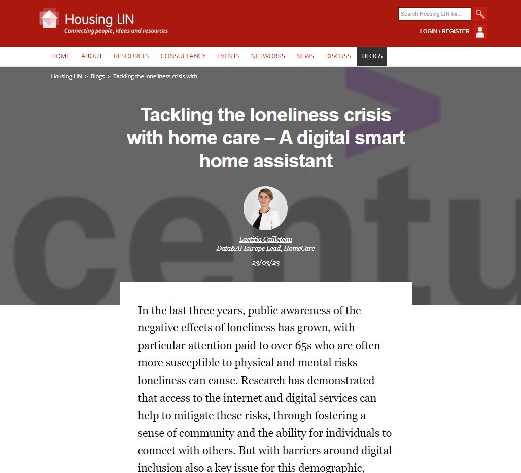 We're pleased to share a new #HLINbog by <a href="/Accenture/">Accenture</a>'s <a href="/LCailleteau/">Laetitia Cailleteau</a> about the @HealthyAgeingUK-funded HomeCare project they’re involved in. In collaboration w/ <a href="/HafodHousing/">Hafod Housing</a>, it's designed to support older people’s independence through voice interaction!

➡️housinglin.org.uk/blogs/Tackling…