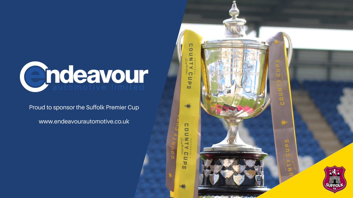 Endeavour Automotive are proud to sponsor the @SuffolkFA Premier Cup. Tonight at 8.30pm the draw for the semi-finals take place on @BBCSuffolk and the @SuffolkFA twitter feed. The teams in the pot are: @stowtownfc @BuryTownFC @needhammktfc Winner of @leistonfc vs @_IWFC