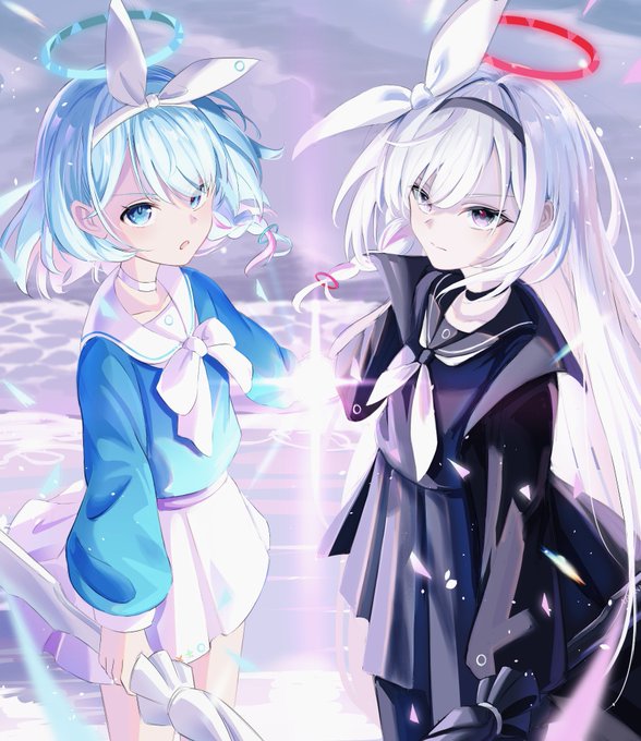 直筆色紙 アロナ＆プラナ ブルアカ 手描きイラスト 同人 赤字超特価