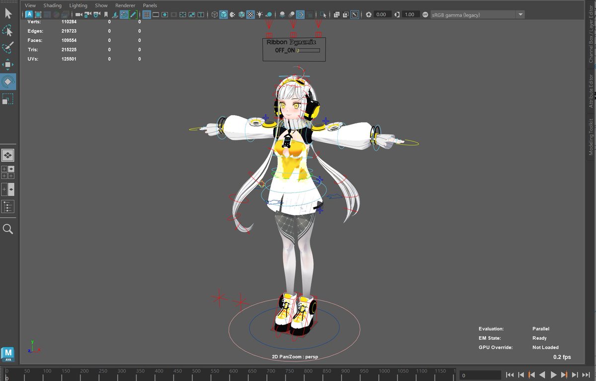 ue_ta's tweet photo. リグ付きのMayaシーンファイルが配布されてるので、アニメーターさんのポートフォリオにも使えそう！ https://t.co/o8scphensN